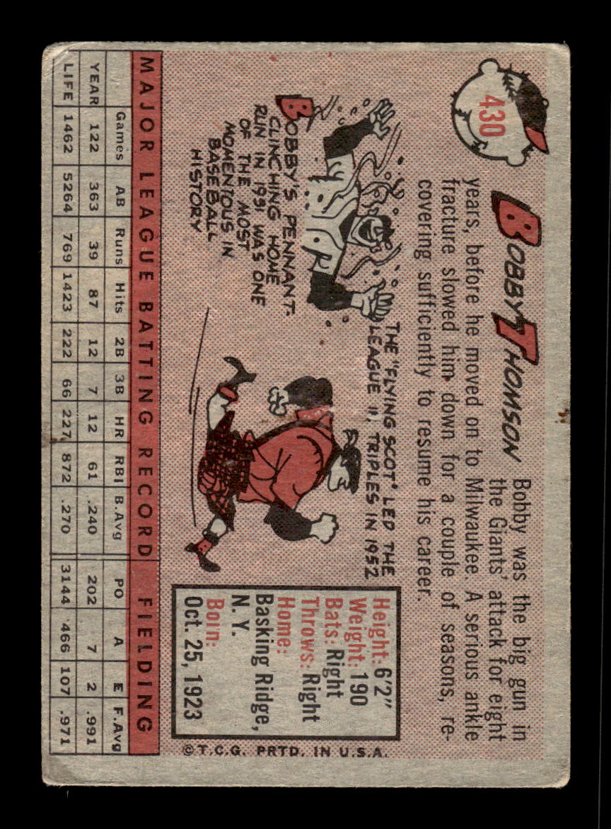 1958 Topps #430 Bobby Thomson Chicago Cubs VGEX HOF10010056