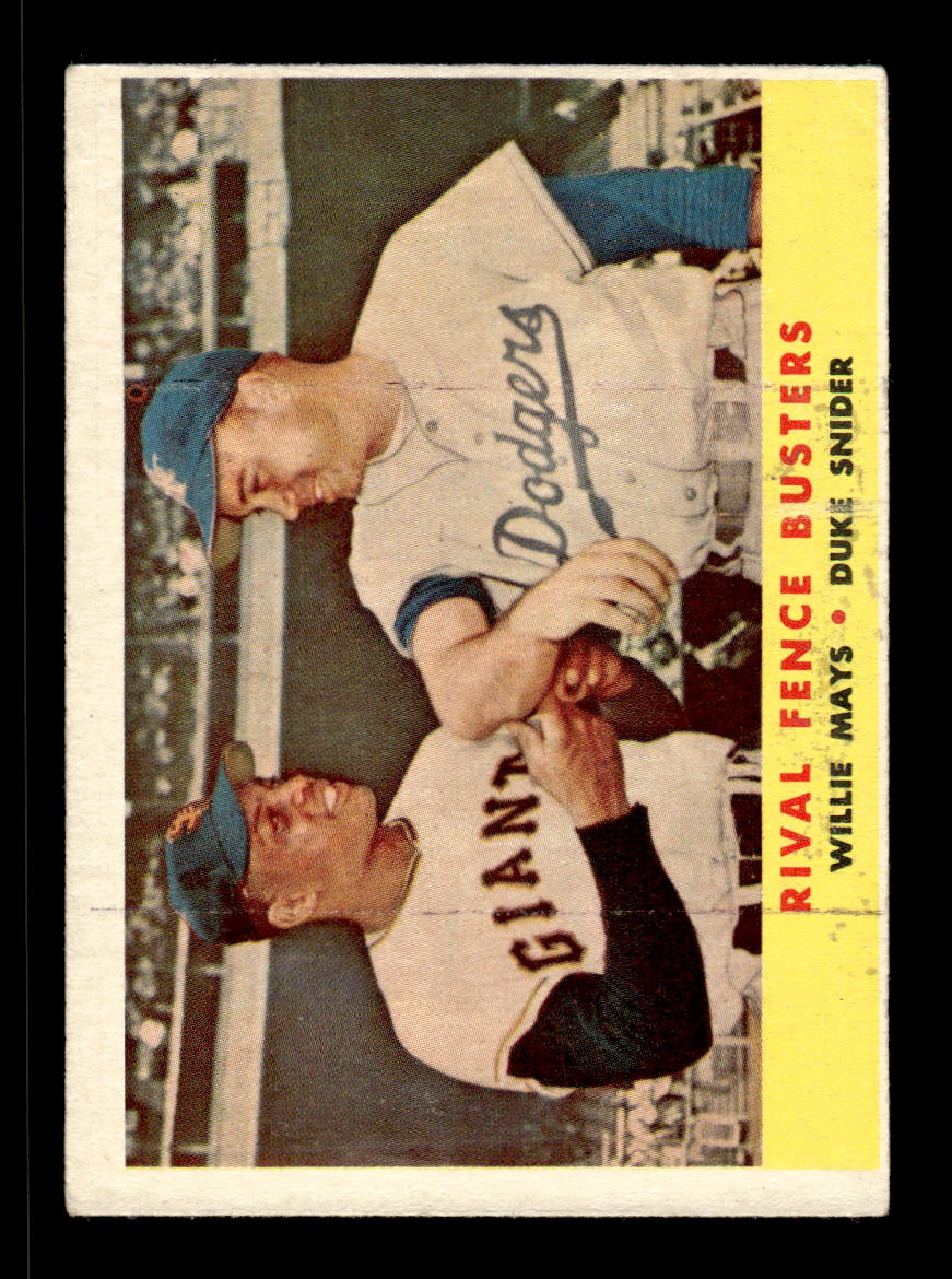 1958 Topps #436 Rival Fence Busters (Willie Mays / Duke Snider) VG HOF10010062