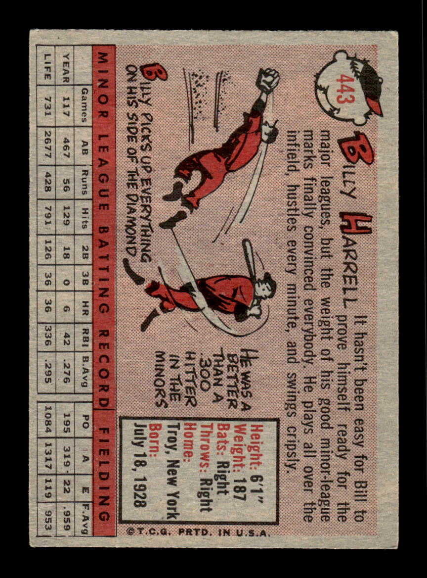 1958 Topps #443 Billy Harrell Cleveland Indians VGEX HOF10010068