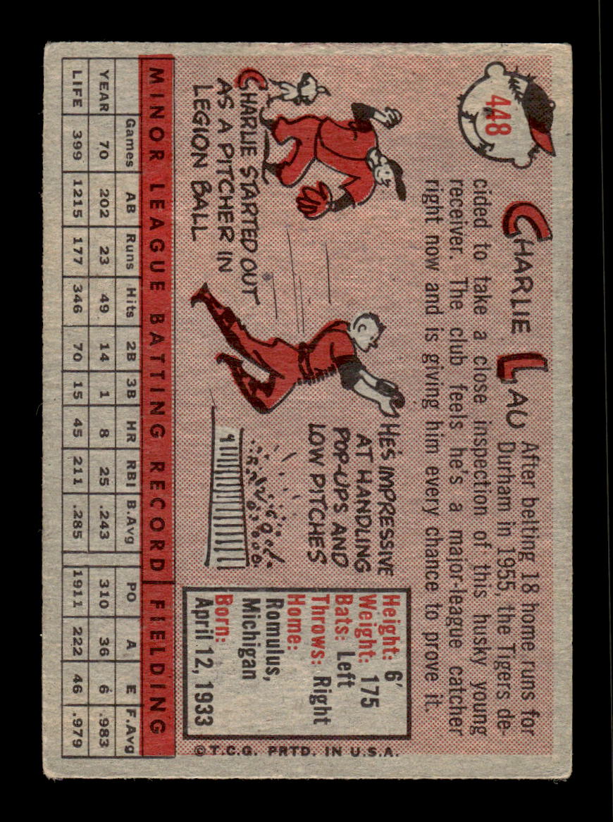 1958 Topps #448 Charlie Lau Detroit Tigers VGEX HOF10010073