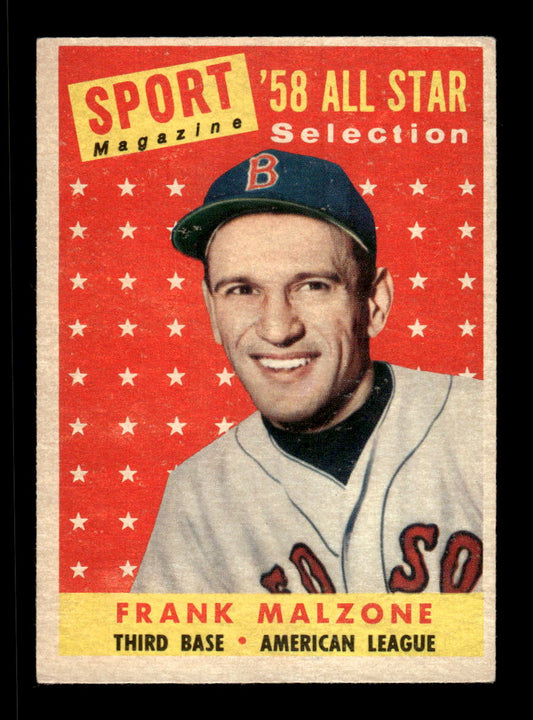 1958 Topps #481 Frank Malzone Boston Red Sox VGEX HOF10010082