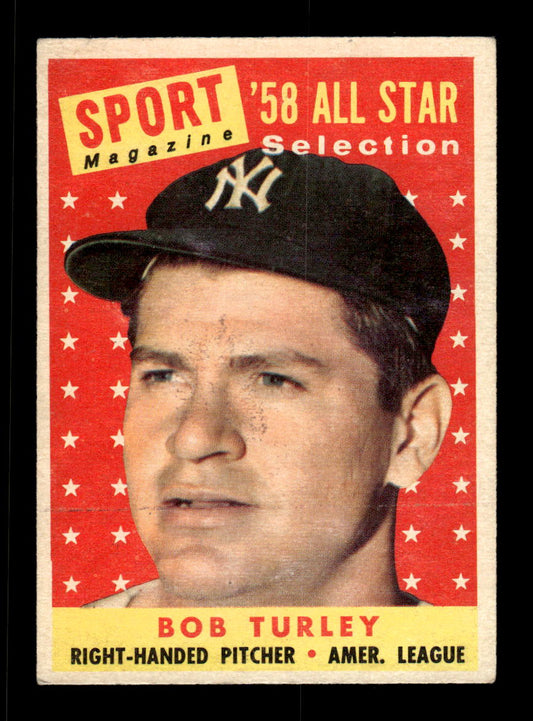 1958 Topps #493 Bob Turley New York Yankees VGEX HOF10010092