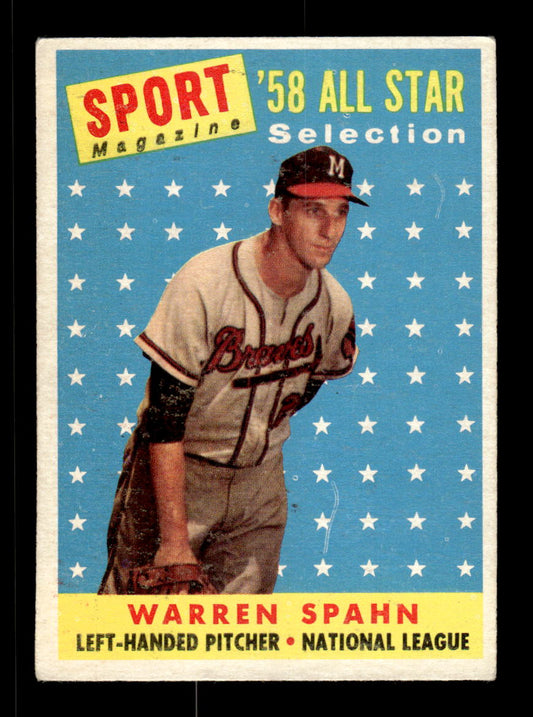 1958 Topps #494 Warren Spahn Milwaukee Braves VGEX HOF10010093