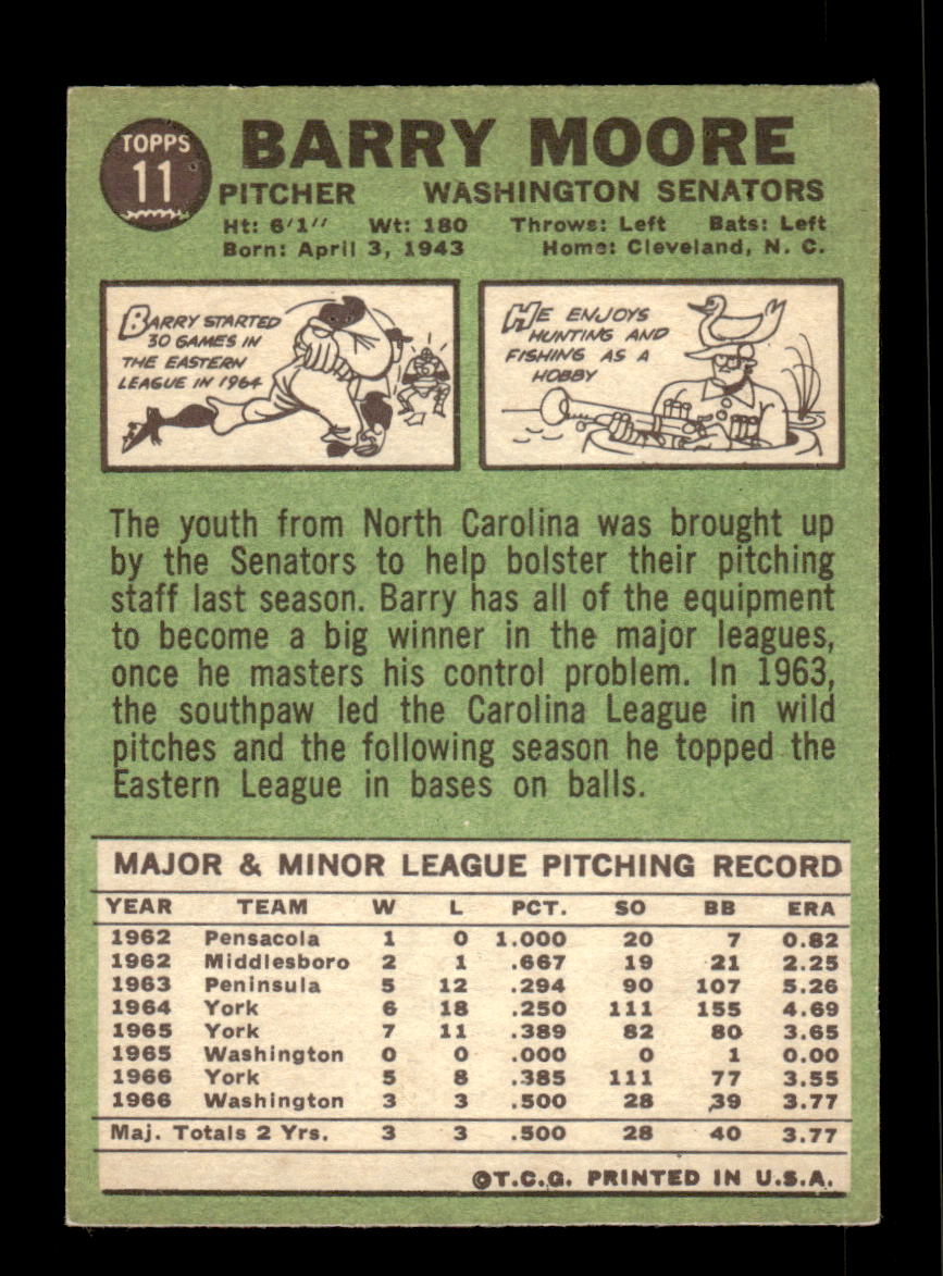 1967 Topps #11 Barry Moore PACK FRESH HOF10010104