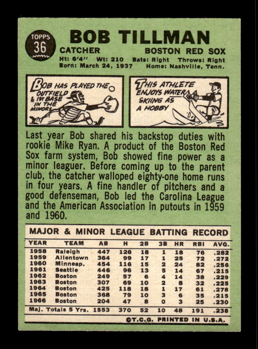 1967 Topps #36 Bob Tillman PACK FRESH HOF10010129