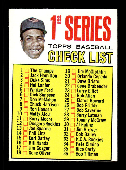 1967 Topps #62b 1st Series Checklist: 1-109 PACK FRESH HOF10010152