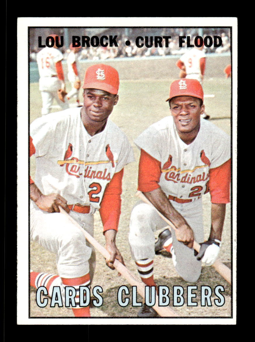 1967 Topps #63 Cards Clubbers (Lou Brock / Curt Flood) PACK FRESH HOF10010153