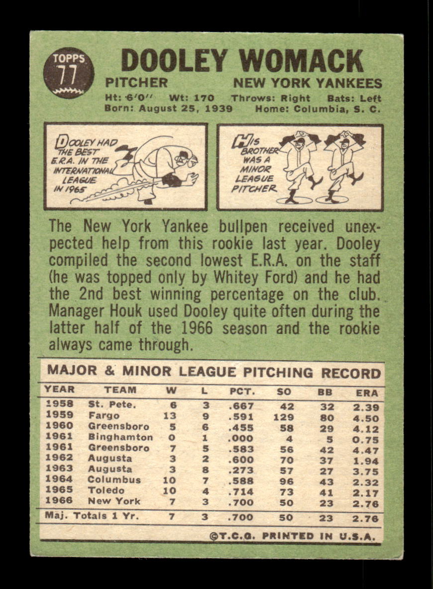 1967 Topps #77 Dooley Womack New York Yankees EX HOF10010166
