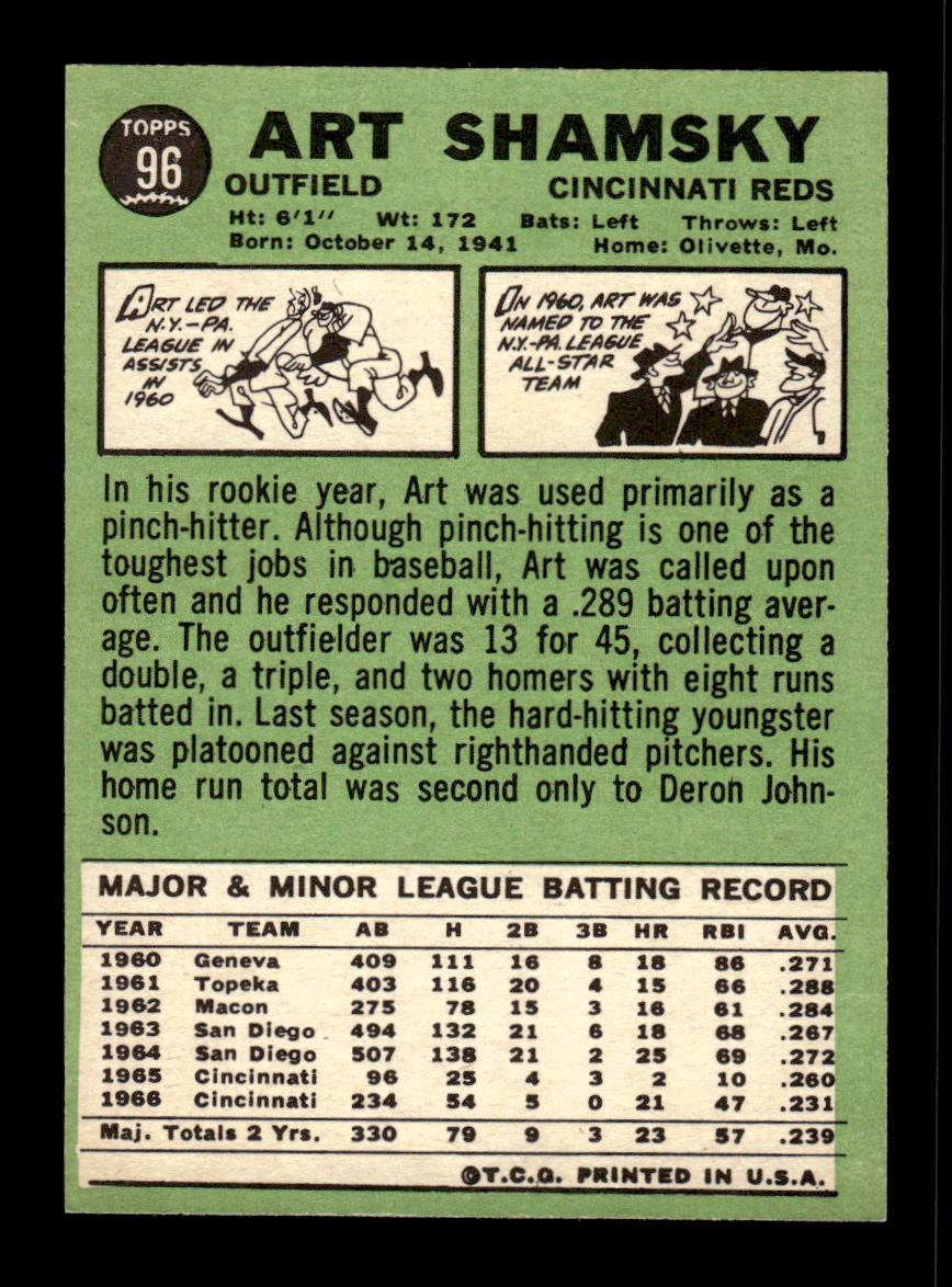 1967 Topps #96 Art Shamsky PACK FRESH HOF10010185