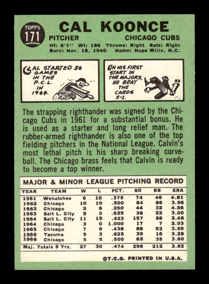 1967 Topps #171 Calvin Koonce PACK FRESH HOF10010254