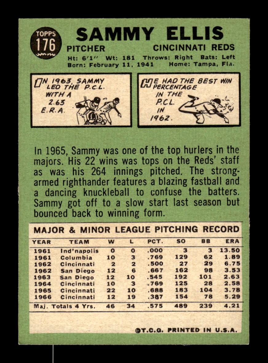 1967 Topps #176 Sammy Ellis PACK FRESH HOF10010259