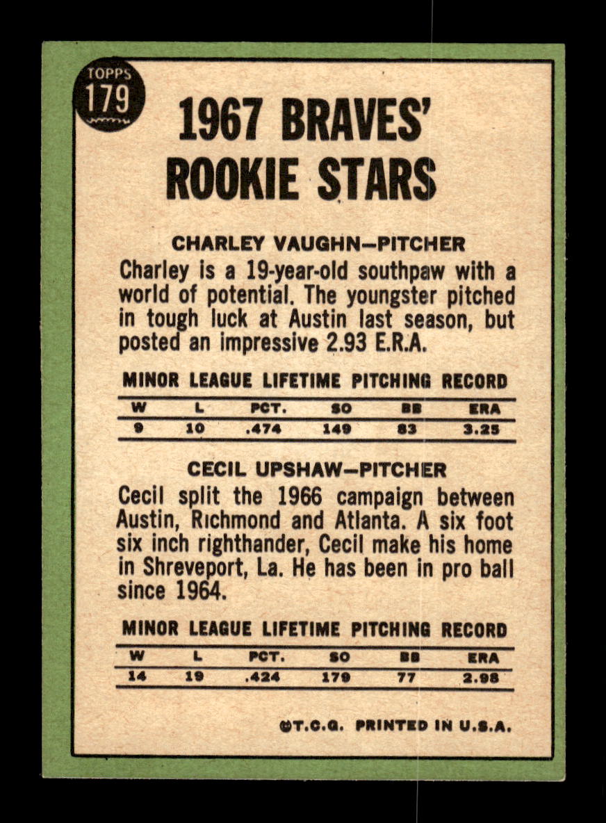 1967 Topps #179 Braves 1967 Rookie Stars PACK FRESH HOF10010262