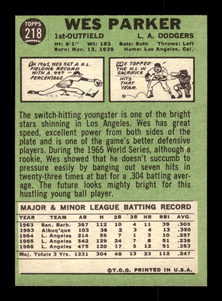 1967 Topps #218 Wes Parker PACK FRESH HOF10010294