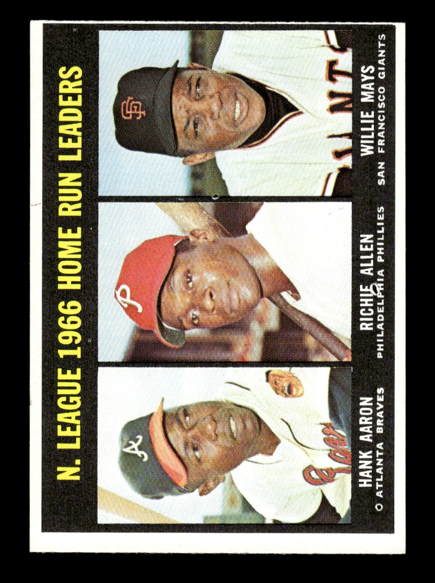 1967 Topps #244 NL Home Run Leaders Aaron Allen Mays PACK FRESH HOF10010316