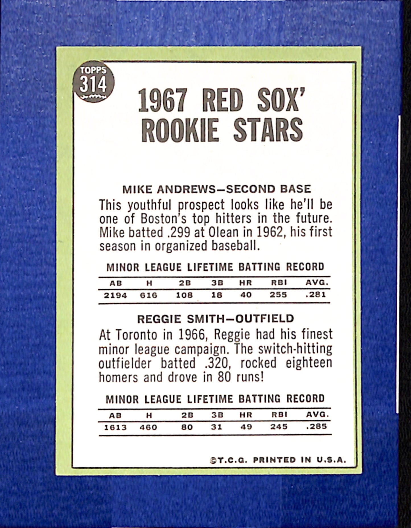 1967 Topps #314 Red Sox 1967 Rookie Stars PACK FRESH HOF10010381