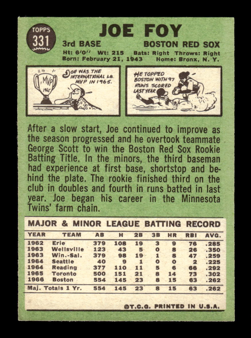 1967 Topps #331 Joe Foy PACK FRESH HOF10010395