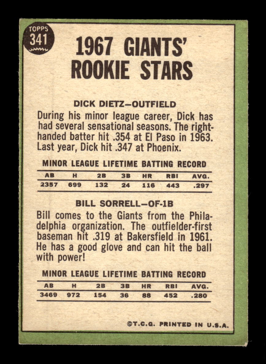 1967 Topps #341 Giants 1967 Rookie Stars PACK FRESH HOF10010403