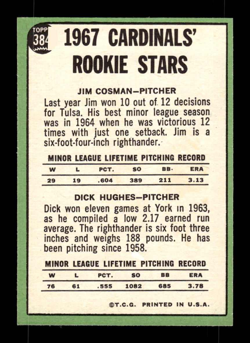 1967 Topps #384 Cards 1967 Rookie Stars PACK FRESH HOF10010437