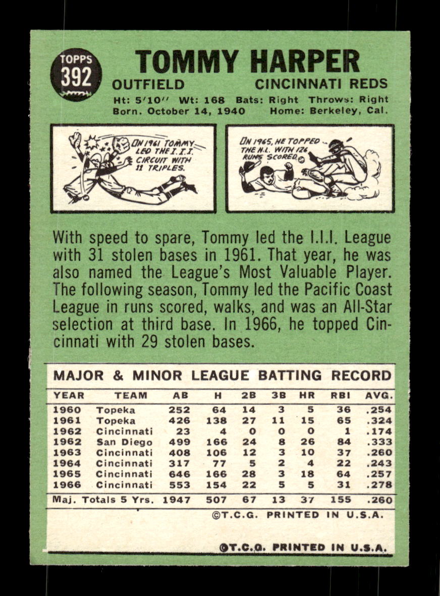 1967 Topps #392 Tommy Harper PACK FRESH HOF10010444