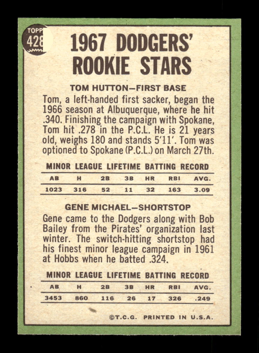 1967 Topps #428 Dodgers 1967 Rookie Stars PACK FRESH HOF10010474