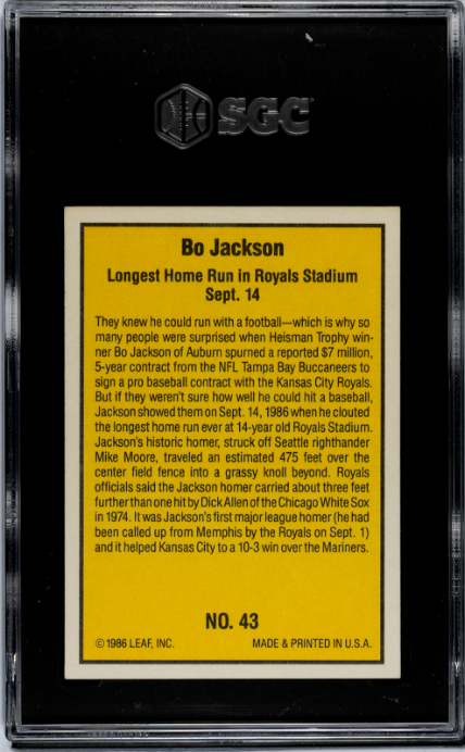 1986 Donruss Highlights #43 Bo Jackson SGC 8 SN 2986225