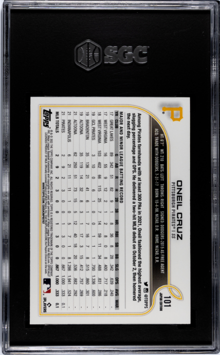 2022 Topps Japan Edition #101 Oneil Cruz SGC 9.5 SN 8491041