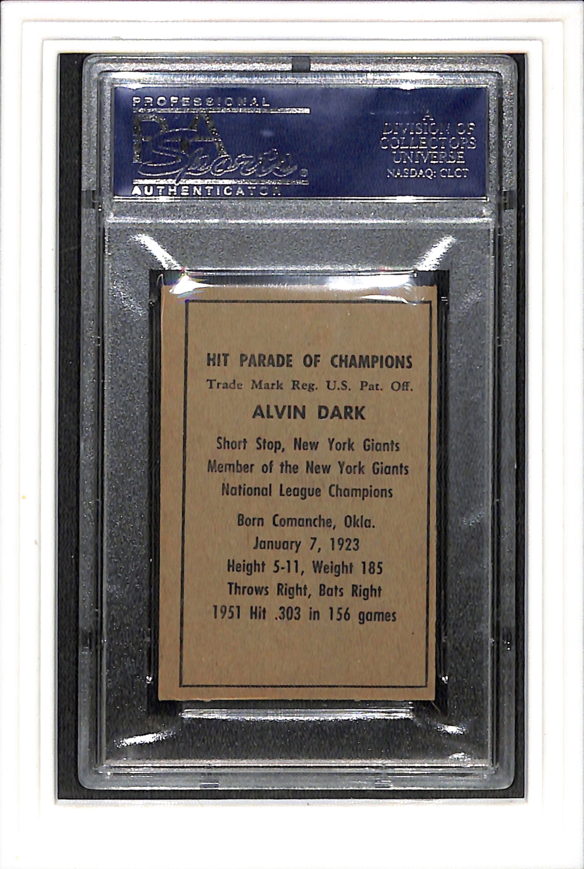 1952 Berk Ross # Alvin Dark PSA 6 SN 22087161