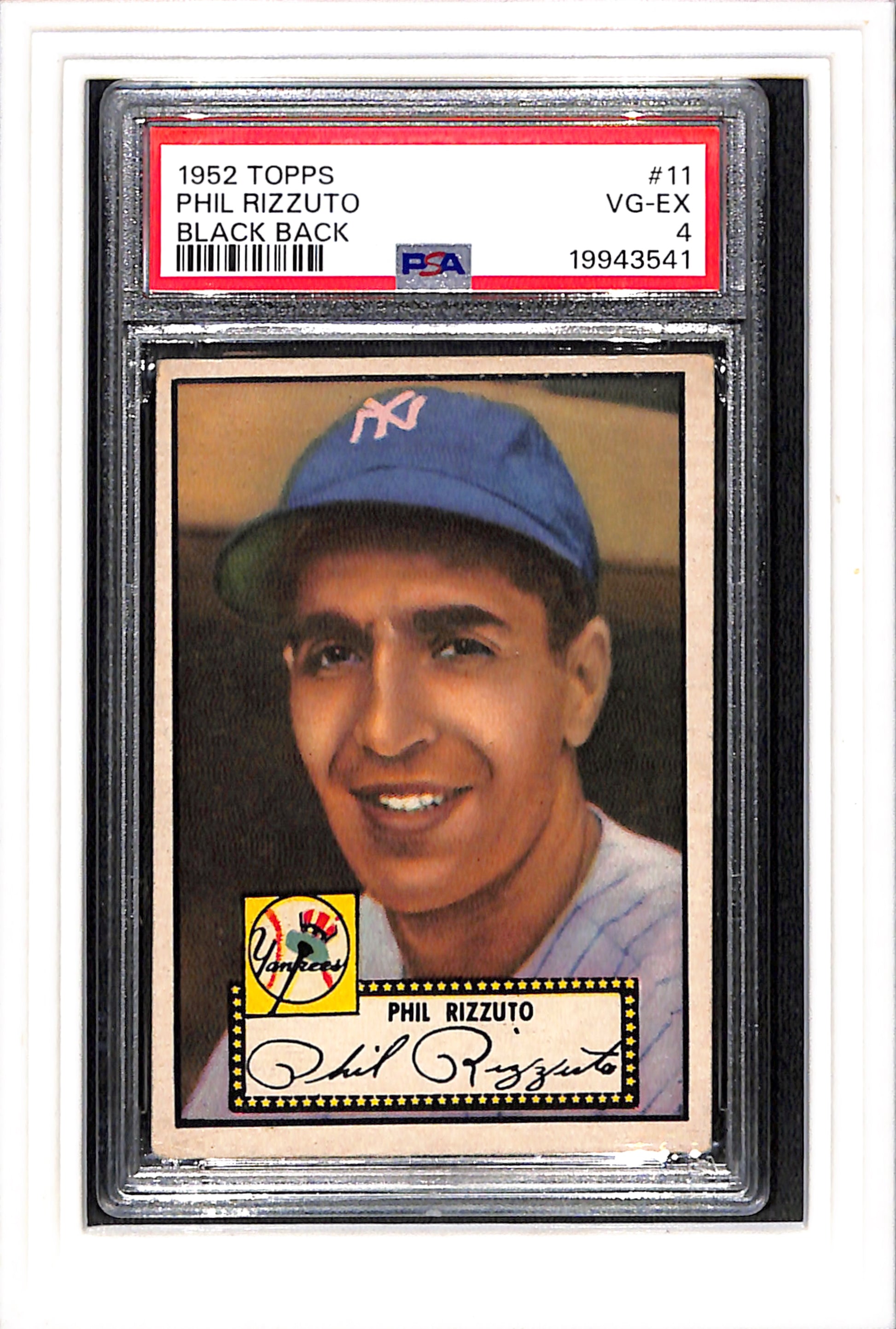 1952 Topps #11 Phil Rizzuto Black Back PSA 4 SN 19943541