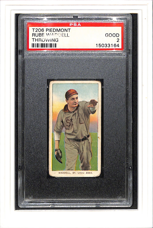 1909-11 T206 Piedmont # Rube Waddell Throwing PSA 2 SN 15033164