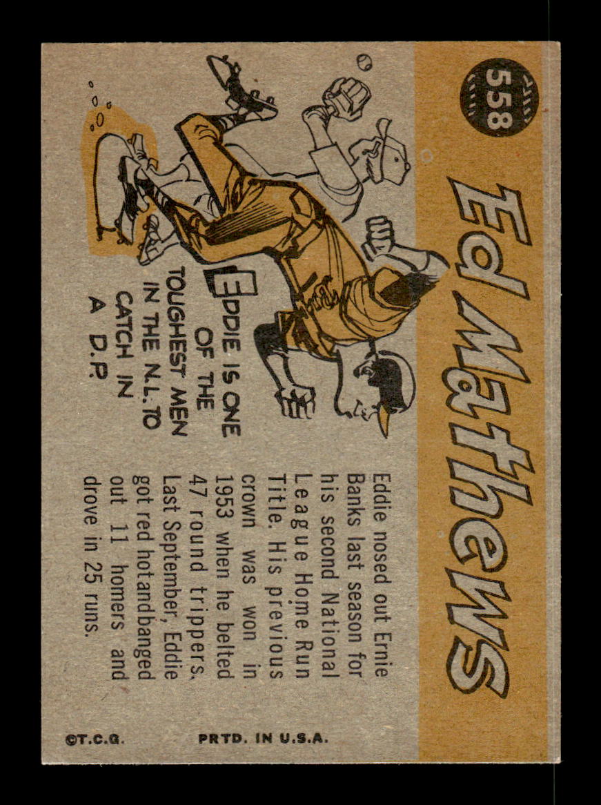 1960 Topps #558 Eddie Mathews Milwaukee Braves EX HOF10010623