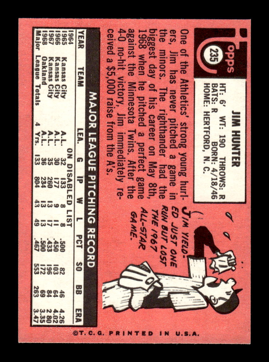 1969 Topps #235 Jim Hunter Oakland Athletics EXMT HOF10010645