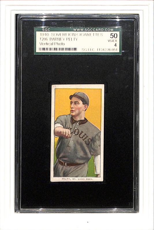 1909-11 T206 Barney Pelty Vertical Photo SGC 4 Sovereign 350