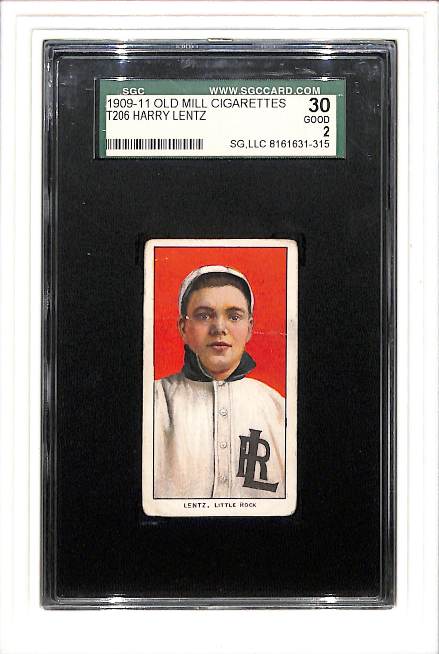 1909-11 T206 Harry Sentz (Lentz) SGC 2 Old Mill