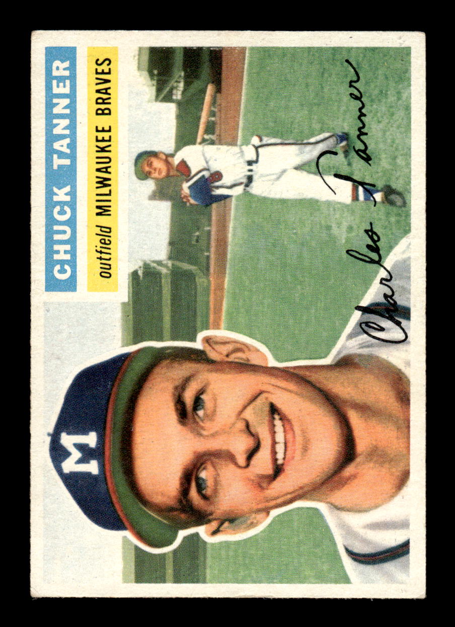 1956 Topps #69b Chuck Tanner Milwaukee Braves (MK) EX HOF10010723