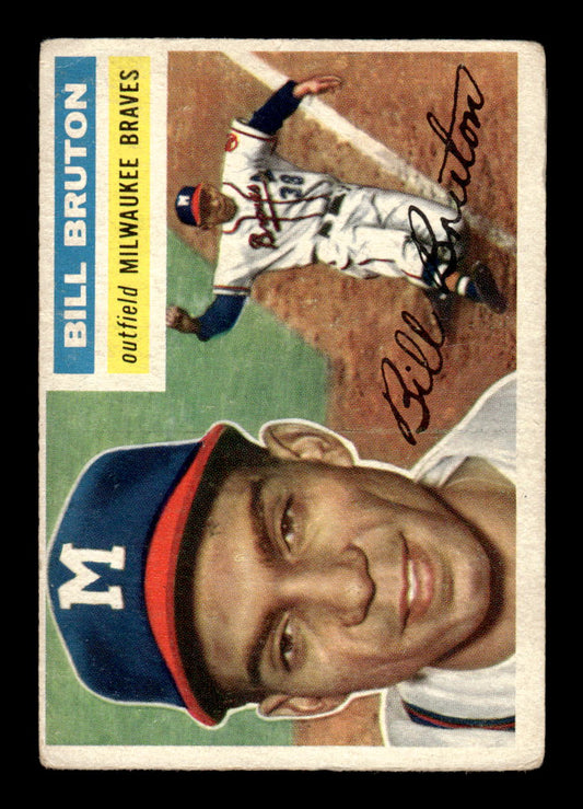 1956 Topps #185 Bill Bruton Milwaukee Braves VG HOF10010727
