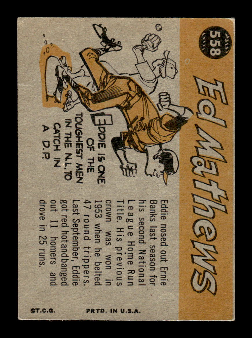 1960 Topps #558 Eddie Mathews Milwaukee Braves VGEX HOF10010734