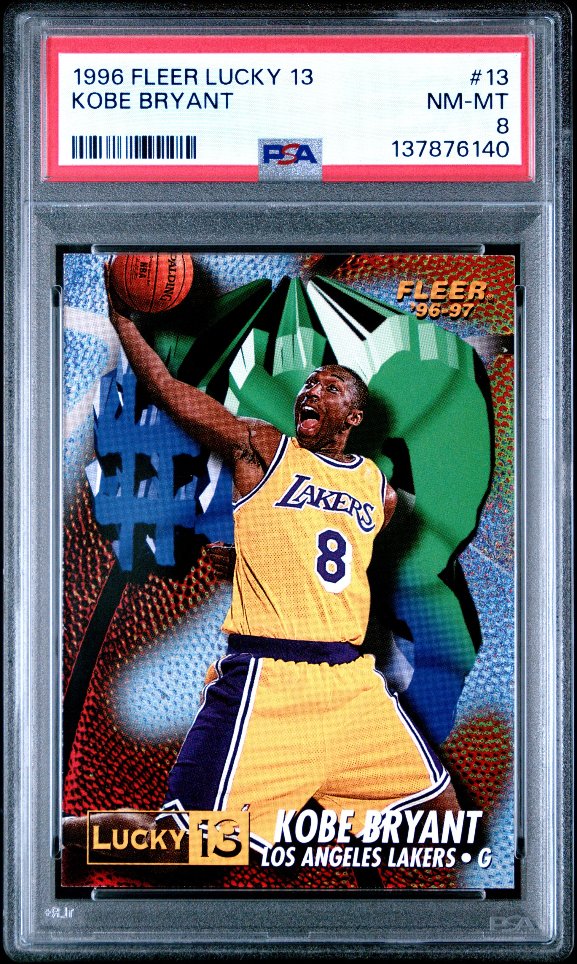 1996 Fleer Lucky 13 #13 Kobe Bryant PSA 8 SN 137876140