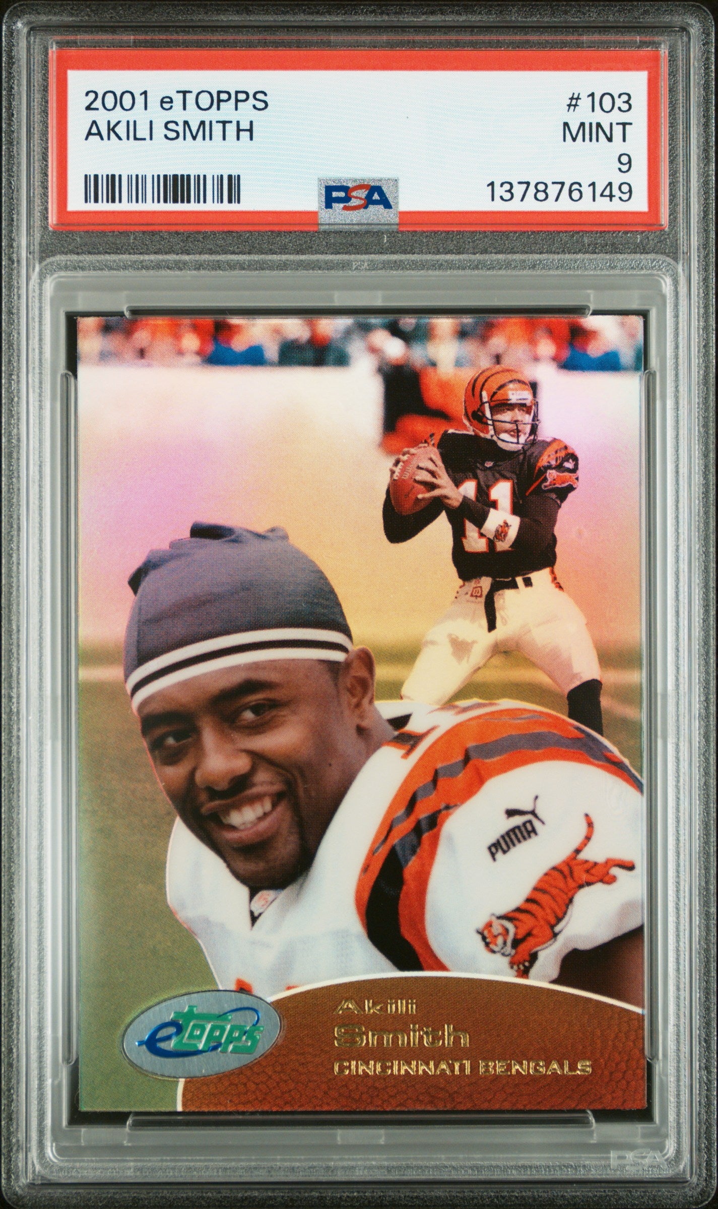 2001 Etopps #103 202 Print run Akili Smith PSA 9 SN 137876149