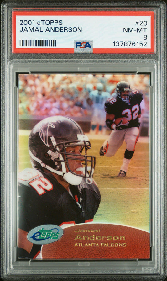 2001 Etopps #20 Jamal Anderson 274 Print run PSA 8 SN 137876152