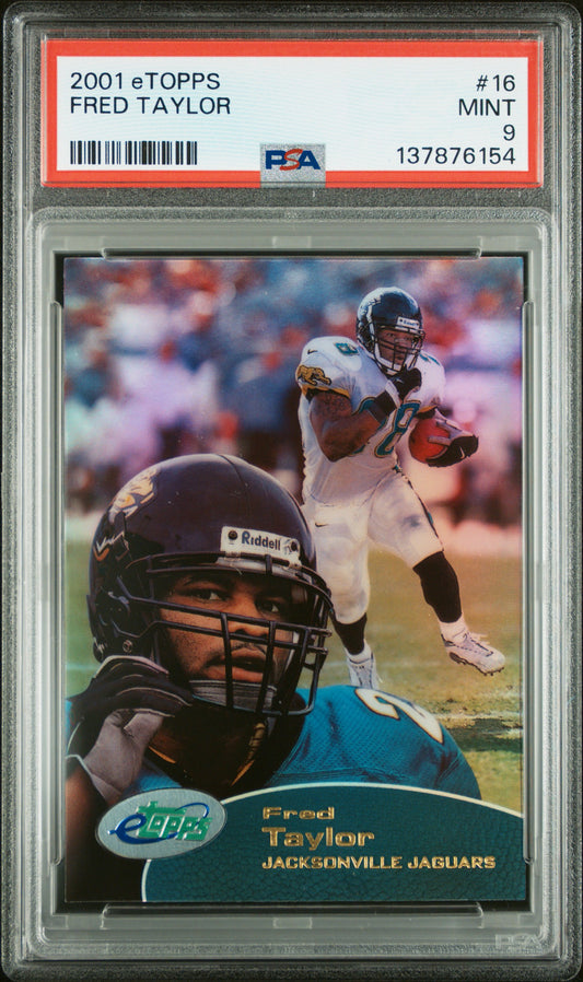 2001 Etopps #16 Fred Taylor 283 Print run PSA 9 SN 137876154