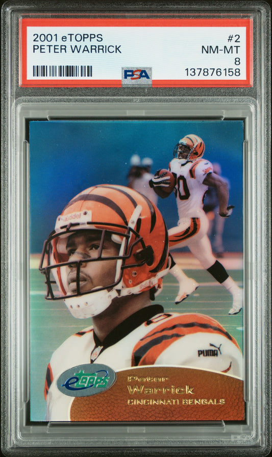2001 Etopps #2 Peter Warrick 281 Print run PSA 8 SN 137876158
