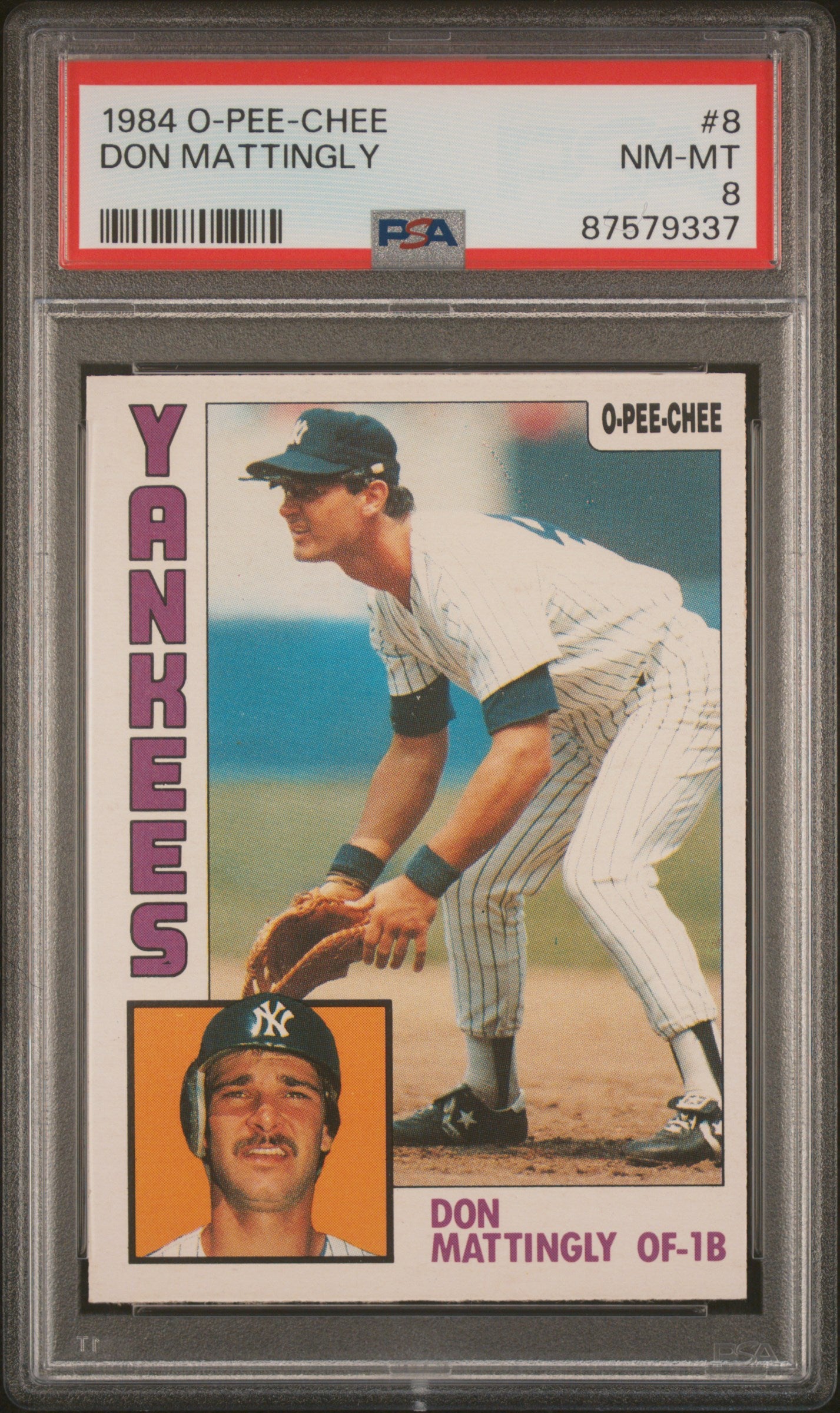 1984 O-Pee-Chee #8 Don Mattingly PSA 8 SN 87579337