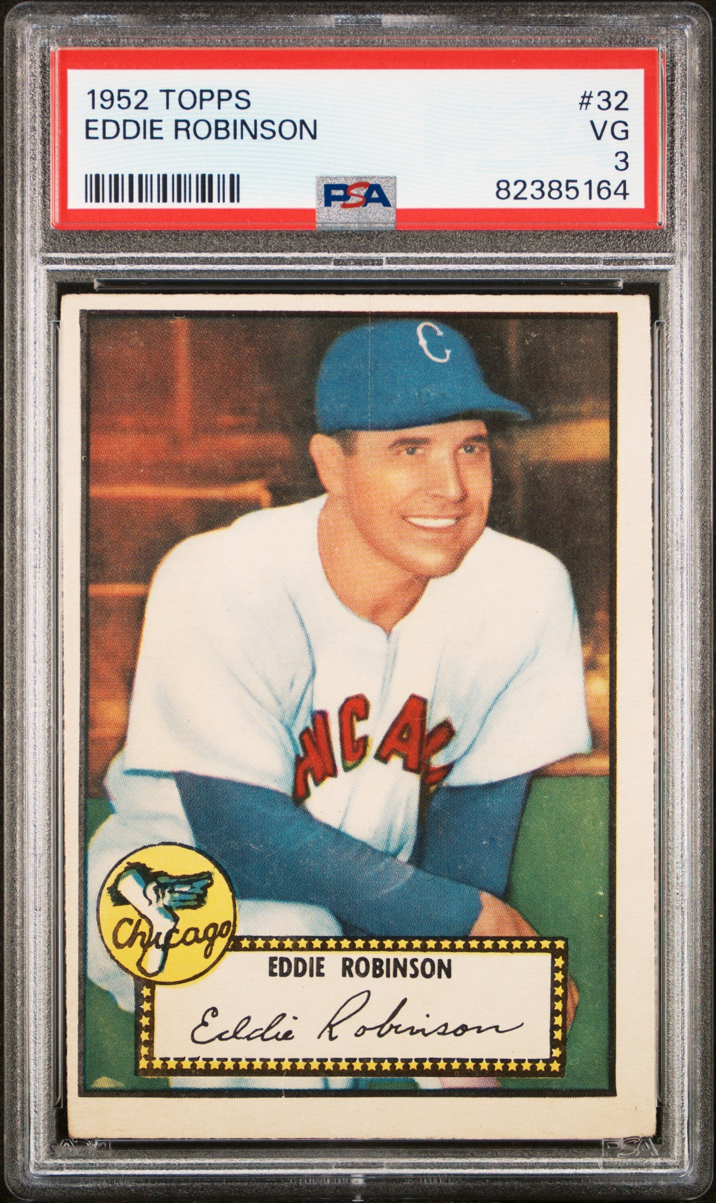 1952 Topps #32 Eddie Robinson PSA 3 SN 82385164