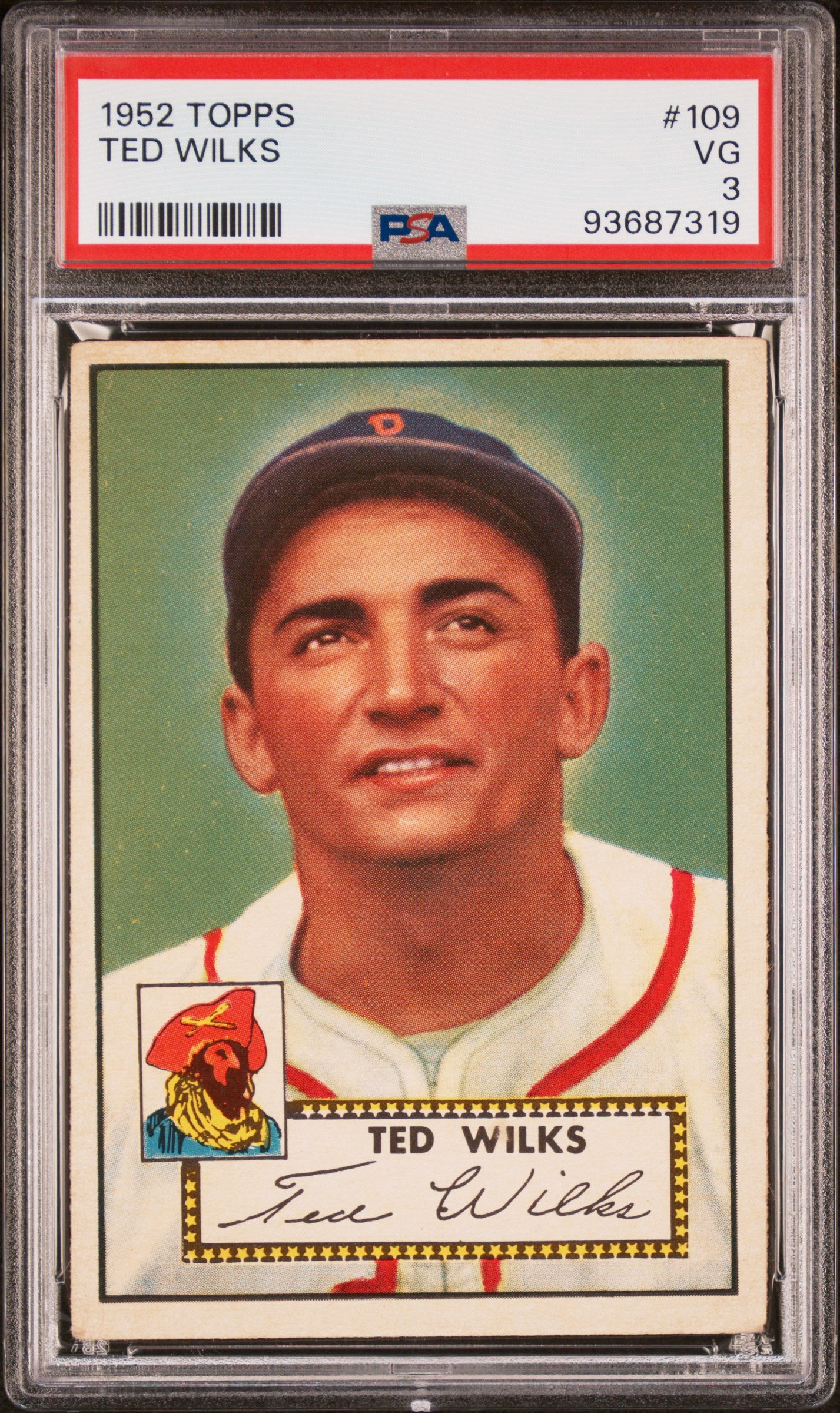 1952 Topps #109 Ted Wilks PSA 3 SN 93687319