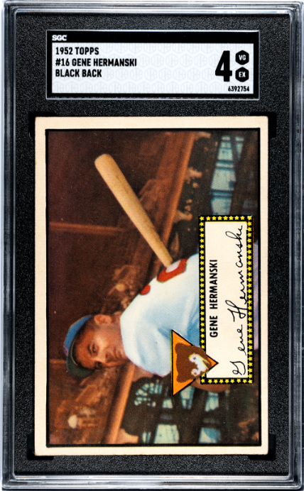 1952 Topps #16 Gene Hermanski Black Back SGC 4 SN 6392754