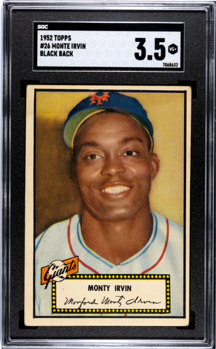 1952 Topps #26 Monte Irvin Black Back SGC 3.5 SN 7068632