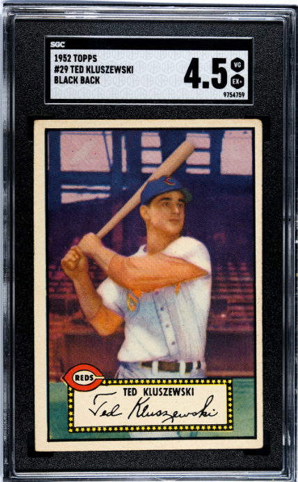 1952 Topps #29 Ted Kluszewski Black Back SGC 4.5 SN 9754759