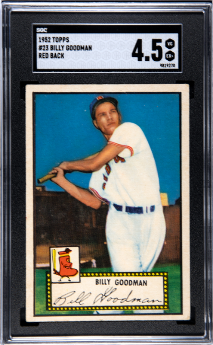 1952 Topps #23 Billy Goodman Red Back SGC 4.5 SN 9819270