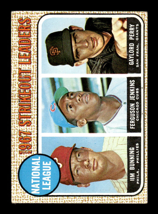 1968 Topps #11 NL Strikeout Leaders Bunning Jenkins Perry G/VG HOF10010822