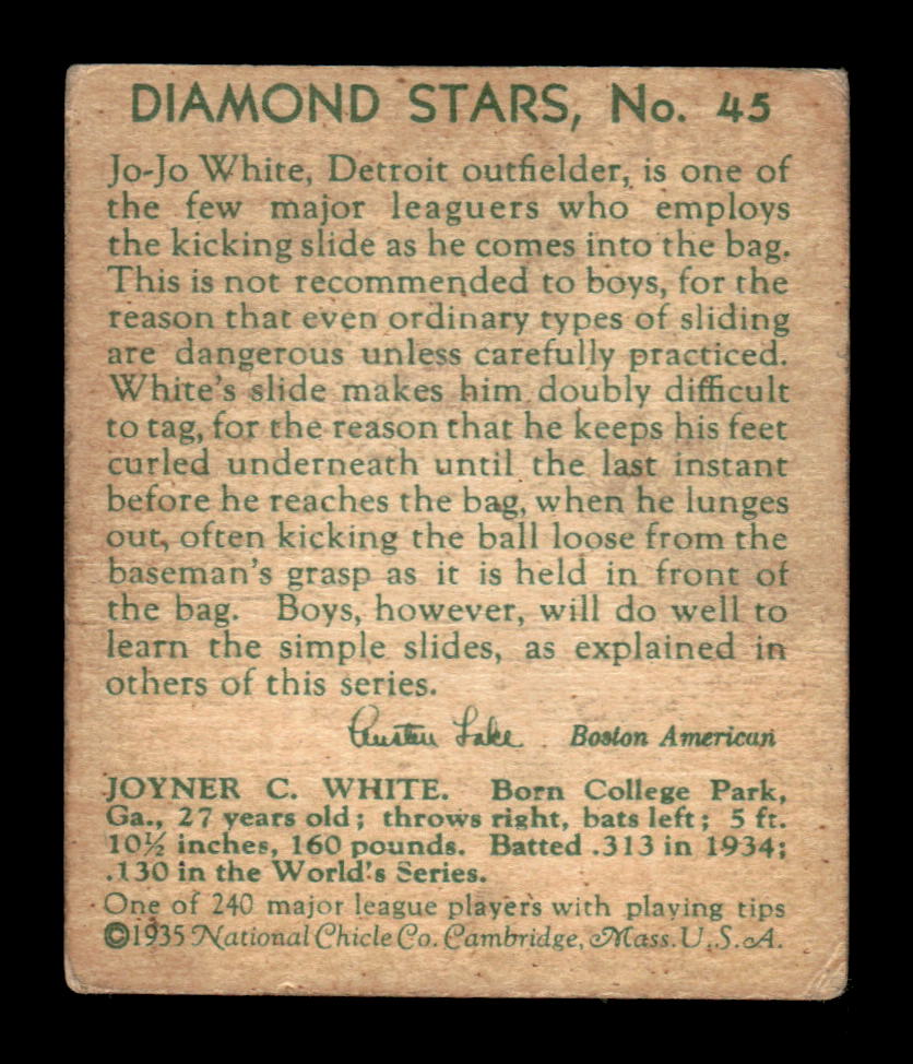 1934-36 National Chicle Diamond Stars (R327) #45 Jo Jo White VG HOF10010826